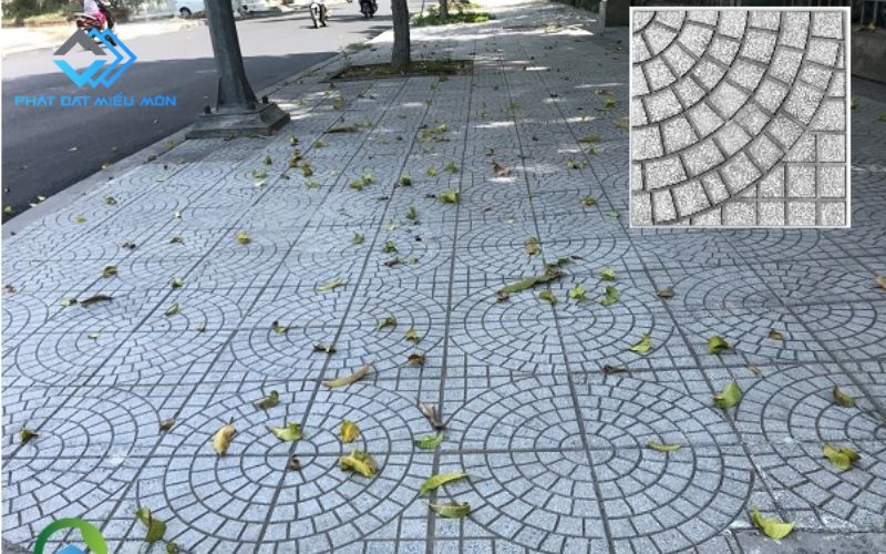 Gạch terrazzo xám lát vỉa hè