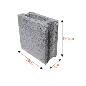 Gạch block mi 9x19x19,5cm, vật liệu xây dựng hiện đại cho công trình dân dụng và công nghiệp.